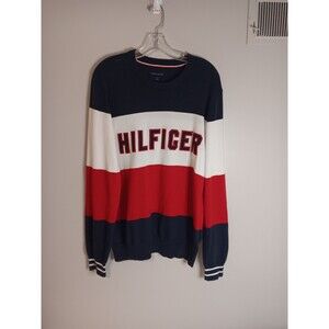 Tommy Hilfiger Mens Knit Pullover Sz Medium Colorblock Logo